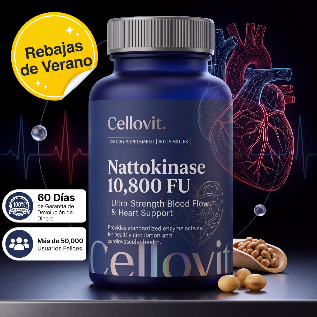 Nattokinase 10.800 FU — Apoyo avanzado para la circulación y el corazón