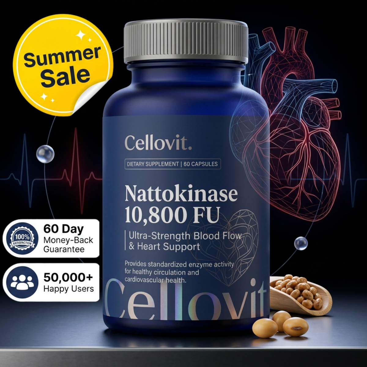 Nattokinase 10,800 FU — Advanced Blood Flow & Heart Support